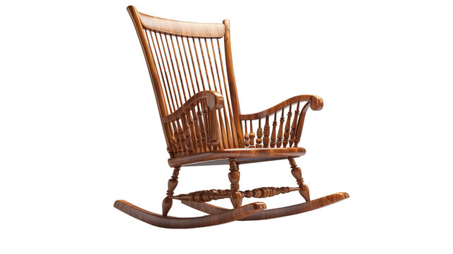Rocking chair on isolated on transparent png background. Generative ai	
