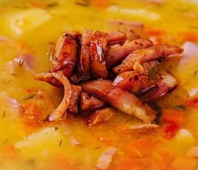 Italian soup with vegetables and bacon