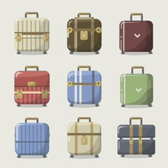 Different type of suitcases vector illsutration set