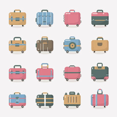 Different type of suitcases vector illsutration set