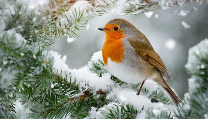 robin in snow