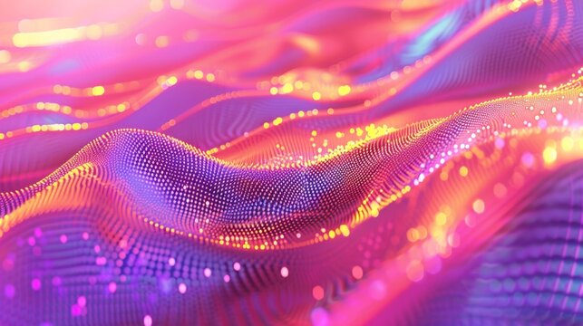 Multicolored lines and dots create a dynamic and energetic abstract background. The vibrant colors and intricate patterns captivate the viewers attention