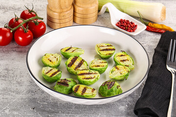 Grilled green brussel sprout cabbage