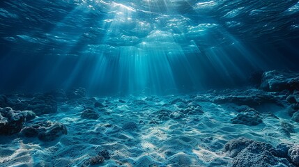 Blue Sun Light Underwater Sea - Deep Abyss