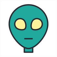 Alien  head isolated on white background vector illustration. Extraterrestrial alien face or head symbol line art vector icon for apps and websites.