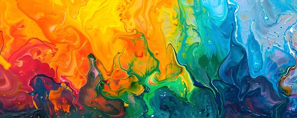 Vibrant Acrylic Abstract Art with Fluid Colors