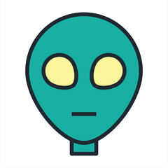 Alien  head isolated on white background vector illustration. Extraterrestrial alien face or head symbol line art vector icon for apps and websites.
