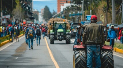 Fototapeta premium Argotechnology Industry Workers Demonstration, Agricultu