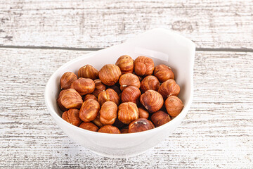 Heap of raw natural hazelnut