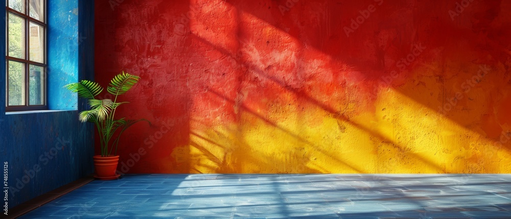 Poster the wall will have a colorful background and a hard falling shadow. the shadow will be applied in 3d
