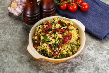 Vegetarian Pasta ptitim with vegetables