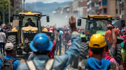 Fototapeta premium Argotechnology Industry Workers Demonstration, Agriculture.
