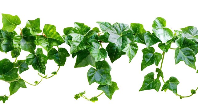 Green leaves Javanese treebine or Grape ivy (Cissus spp.) jungle vine hanging ivy plant bush isolated on white background. Generative Ai