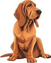 vector bloodhound dog sitting - obrazy, fototapety, plakaty