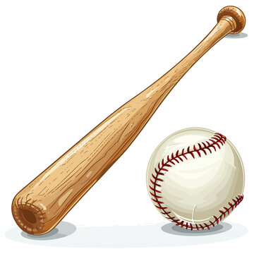 Baseball and baseball bat isolated on white background