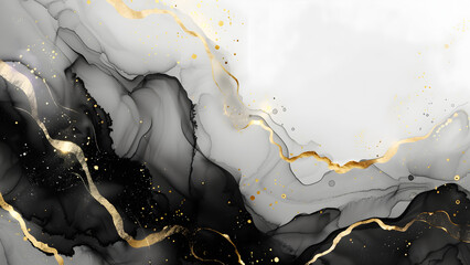 Obraz premium Alcohol Ink Art with Gold Metallic Pigment