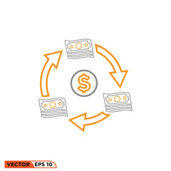 Currency financial icon design vector graphic of template, sign and symbol, line style