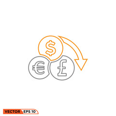 Currency financial icon design vector graphic of template, sign and symbol, line style