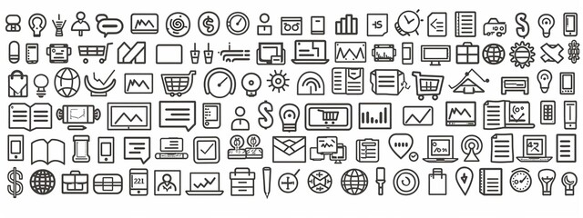 Mega set of icons in trendy line style. Business, ecommerce, finance, accounting