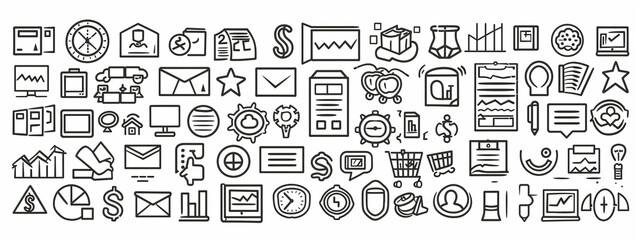 Mega set of icons in trendy line style. Business, ecommerce, finance, accounting