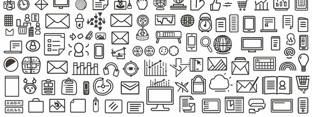 Mega set of icons in trendy line style. Business, ecommerce, finance, accounting