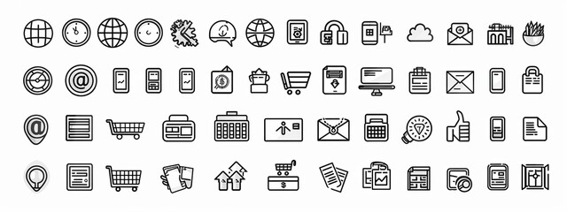 Mega set of icons in trendy line style. Business, ecommerce, finance, accounting