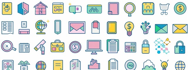 Mega set of icons in trendy line style. Business, ecommerce, finance, accounting