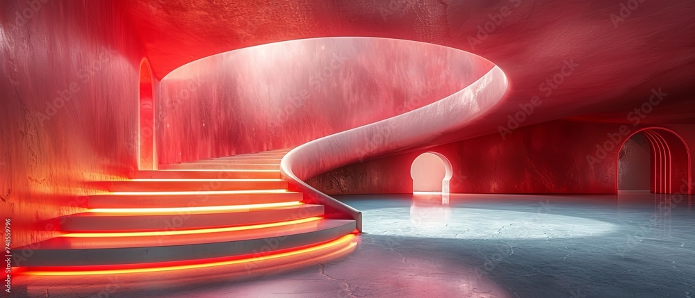 Poster Design Architecture Background in Red 3D Illustration