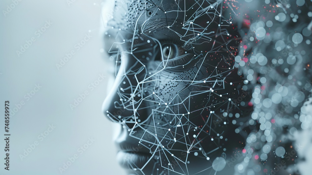 Aufkleber AI (Artificial Intelligence) concept. Deep learning. Video contents available in my portfolio.