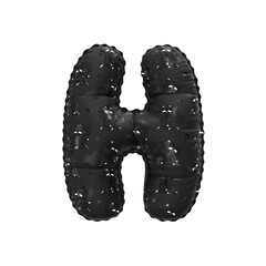 3D inflated balloon letter H with black sloth animal cartoon pattern