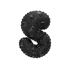 3D inflated balloon letter S with black sloth animal cartoon pattern