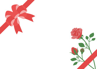 Obraz premium 薔薇とリボンのフレーム、お祝い、イベント、テンプレート素材