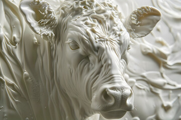a sculpture of a cow made out of milk art