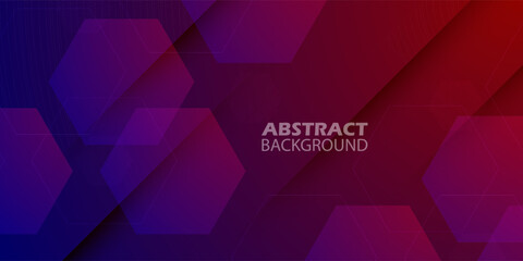 Gradient red and blue dynamic color abstract background. Hexagonal pattern shapes. Cool design. Eps10 vector