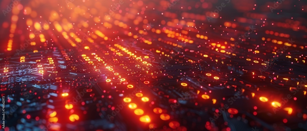 Fototapete The concept of digital transformation. System engineering. Binary code. Programming.