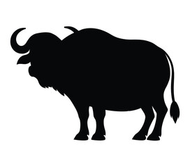African Buffalo silhouette icon. Vector image.