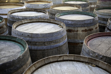 Old wooden barrels - 748563145
