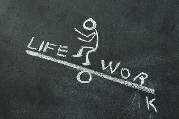 Work-life balance concept, drawing on a blackboard.
