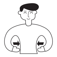 Weight loss concept. Man has lost weight. Outline isolated vector illustration on white background.