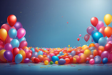 Fototapeta na wymiar Joyful Balloons Background: Colorful Celebration Atmosphere