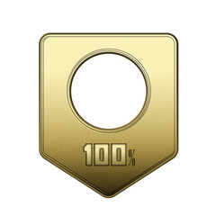 golden award plaque with face cutout and "100%" raised lettering  