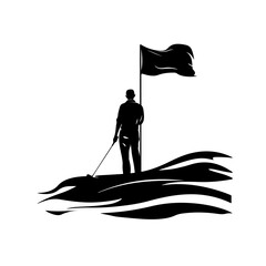 Golf Flag On Field Vector Logo