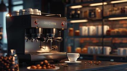 Rollo Coffee machine make beverage hot drink to customer. © Fauzia