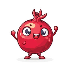 Cartoon Pomegranate character. Happy fruit symbol. 