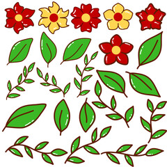 Set Of Floral For Seamless Pattern