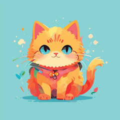 Obraz premium Cute Cat Vector Illustration For T Shirt Design