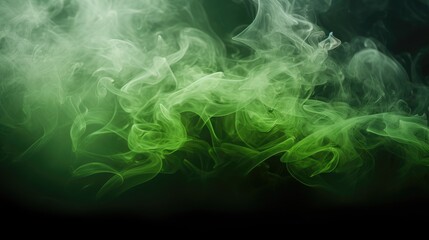 Abstract smoke of green color on a dark background. An atmosphere of mystery and magic. The texture of steam and smoke.