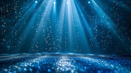 Blue Stage Background with Spotlights in Seapunk Style