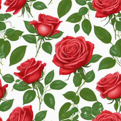 Fresh red rose with leaves and water drop isolated on transparent background