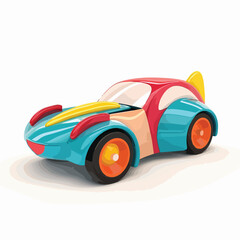 Color toy car. Isolated on white background cartoon